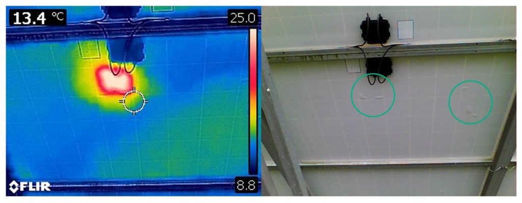 Points chauds des panneaux solaires