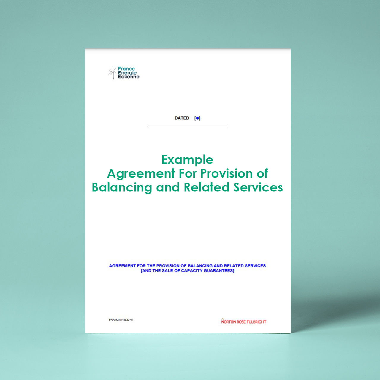 Example Agreement for the Provision of Balancing and Related Services