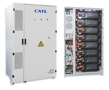Battery energy storage open with cables